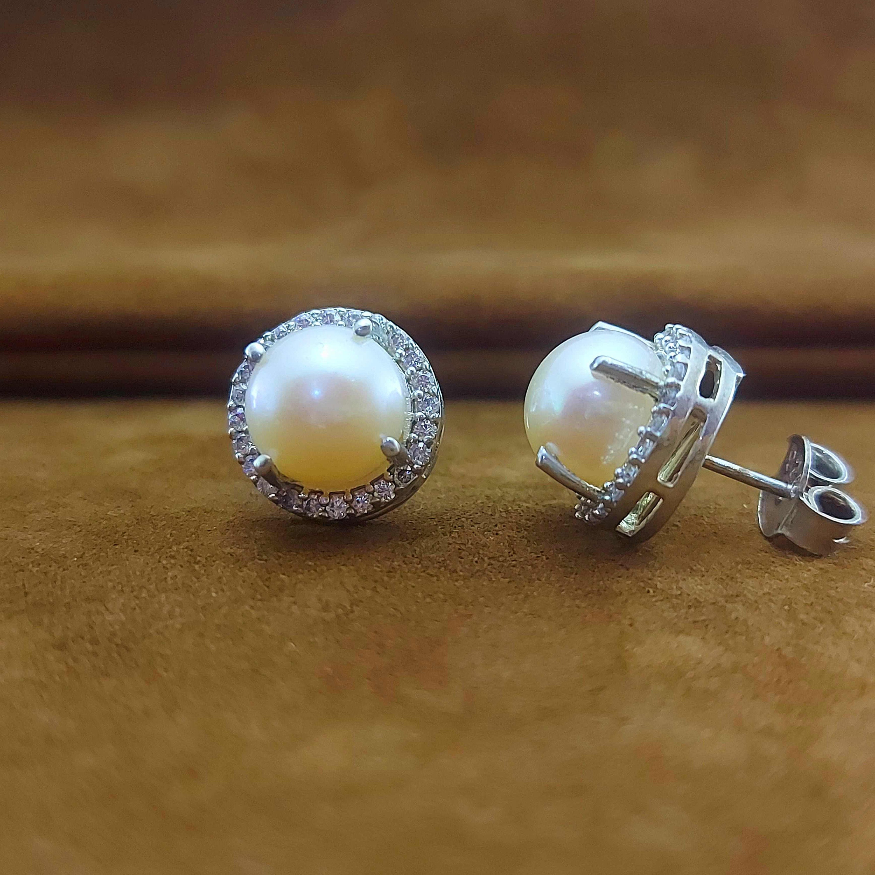Pearl Stud Earrings Halo Statement Earringsdainty Cluster | Etsy UK
