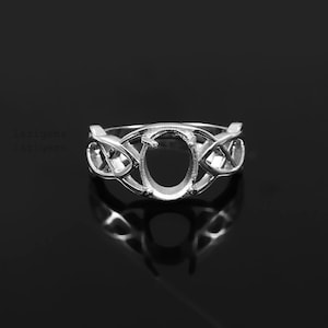 Without Main Stone Ring-8x10MM Oval Semi Mount Ring-Silver Mount Ring-Four Prong Ring-Engagement Ring-Blank Ring-Prong Setting Ring