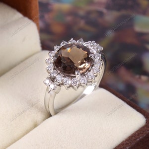 Smoky Quartz Ring Minimalist Ring Boho Jewelry Jewelry Ring Statement Jewelry Anniversary Gift 925 Sterling Silver Ring Wedding Gift Her