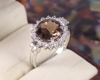 Smoky Quartz Ring Minimalist Ring Boho Jewelry Jewelry Ring Statement Jewelry Anniversary Gift 925 Sterling Silver Ring Wedding Gift Her