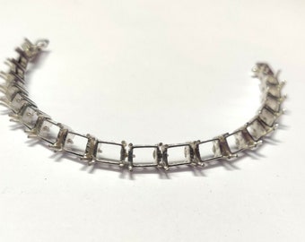 Semi Mount Bracelet baguette Bracelet Blank Sterling Silver Semi Mount Bracelet Silver Bracelet Blank Men Women Bracelet with out stone