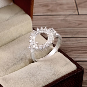 10X10MM Round Semi Mount Ring-Silver Mount Ring-Without Main Stone Ring-925 Sterling Silver Ring-Prong Setting Ring