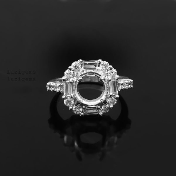 Prong Setting Ring for Stone Size 9mm Round Semi Mount Ring Wedding Ring, 925 Sterling Silver Ring, Round Setting Ring