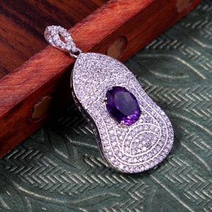 Birthstone Pendant  Natural Amethyst Pendant  925 Sterling Silver  Birthday Gifts
