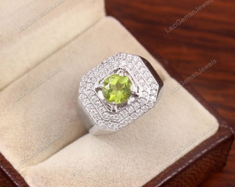 natural peridot ring oval cut promise engagement ring solid sterling silver ring green gemstone August birthstone ring