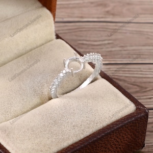 6x6mm Round Semi Mount Ring, Semi Mount Halo Ring, 925 Sterling Silver Ring, Wedding Ring, Without Main Stone Ring Engagement Ring