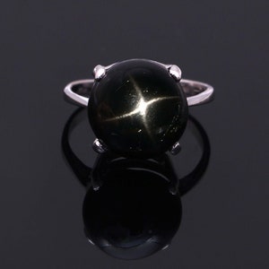 Black Star Sapphire Ring Round Black Star big diopside Ring Boho Jewelry Jewelry Ring Statement Ring Everyday Simple Ring Stackable Ring