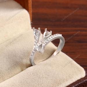 4x5MM Pear Semi Mount Ring-Unique Ring-Without Stone Ring-Men Mount Ring-Oval Mount Ring-925 Sterling Silver Ring-Prong Setting Ring