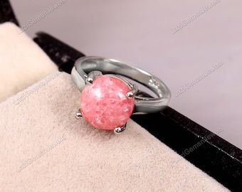 Rhodochrosit Ring Silber Edelstein Ring für Frauen, Rhodochrosit Edelstein Ring, Antiker Ring, Sterling Silber 925, Edelstein Ring für Frauen