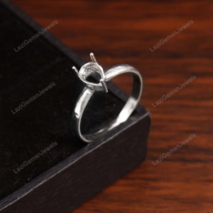 Pear Semi mount Ring,Personalized Halo Wedding Ring,925 Sterling Silver ring, 4x6 to 10x14 MM Pear Shape Semi Mount Ring, Prong Setting Ring