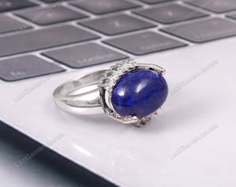 Lapis Lazuli Ring, 925 Sterling Silver Ring, Lapis Lazuli Silver Ring, Sterling Silver Ring, Lapis Lazuli Statement Ring,Boho Ring,Gift Ring