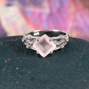 Rose Quartz Ring Minimalist Ring 925 Sterling Silver Jewelry Ring Boho Jewelry Vintage Ring Anniversary Stackable Ring Promise Ring Gift