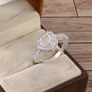925 Sterling Sliver Heart shape Ring 6MM Heart Semi Mount Ring-Without Gemstone Ring-Ready to be Set With Your Own Stone-Prong Setting Ring