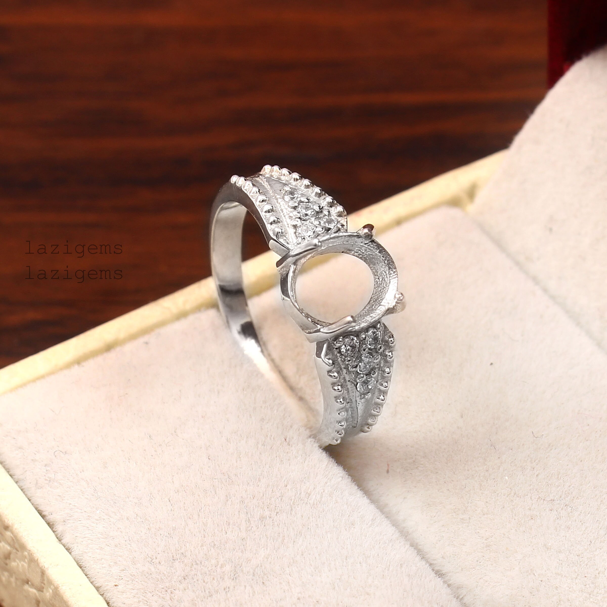 Semi-monture Bague Argent Sterling 925 - Pour Pierre Ovale Taille 14x10, 16x12, 18