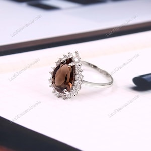 smoky quartz ring 925 sterling silver ring brown ring quartz ring statement ring silver jewelry