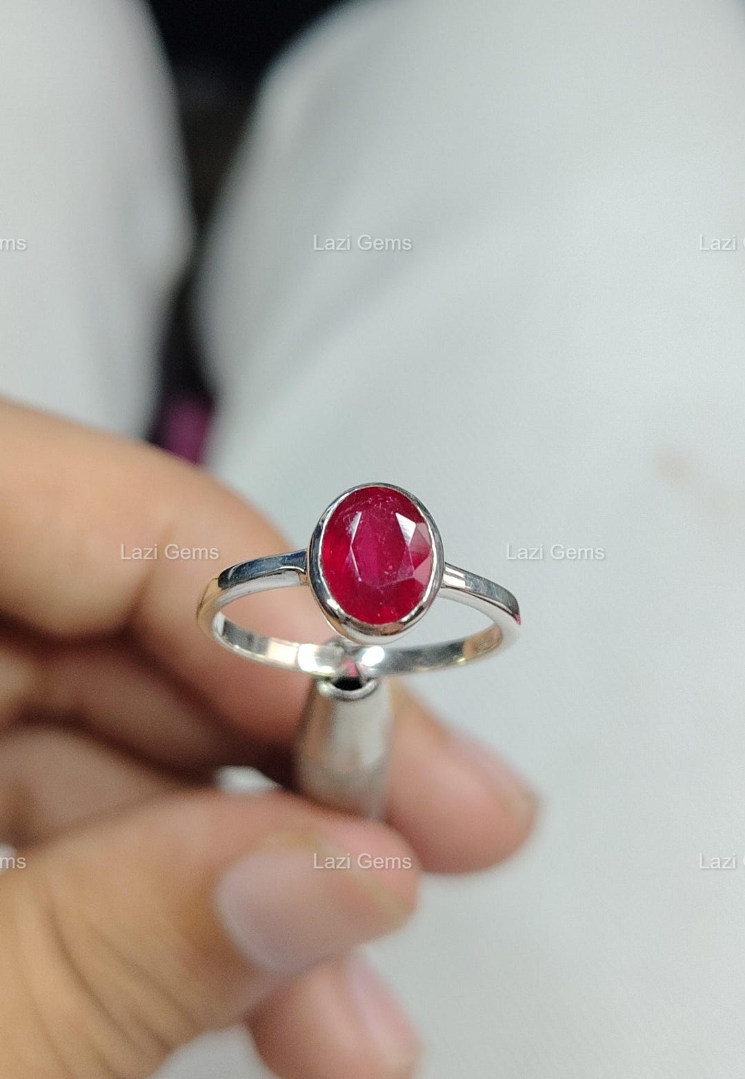 Natural Pink Rubies Gemstone Ring Statement 925 Sterling Silver Ring ...