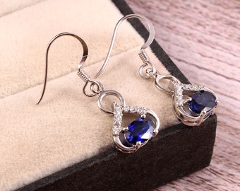 Saphir Tropfen Ohrringe 925 Sterling Silber Minimalistischer Schmuck-Zierliche Statement Ohrringe- Boho Schmuck