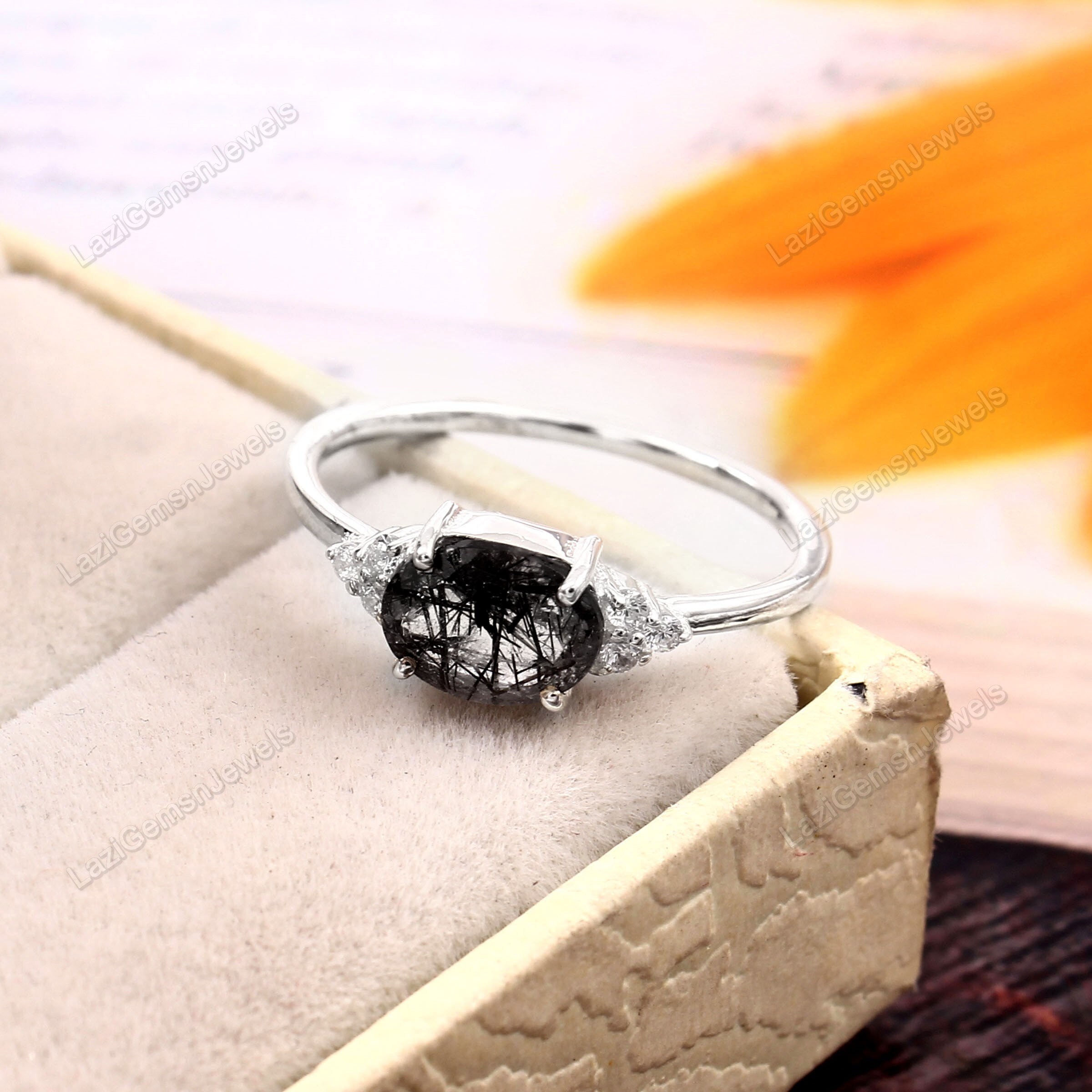 Black Rutile Quartz  Ring Jewelry Ring 925 Sterling Silver Ring Minimalist Ring Rutile Ring Promise Ring
