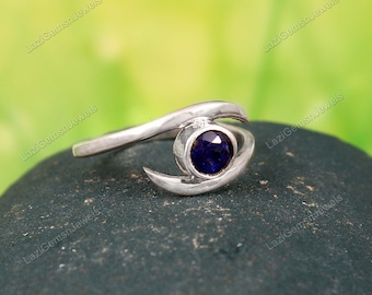 925 Sterling Silver Sapphire Ring - Dainty Silver Ring - Women's Rings - Solitaire Sapphire Ring - Sapphire Birthstone Ring