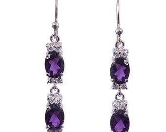 Natürliche Amethyst Ohrringe, Hochzeitsohrringe, Februar Birthstone Ohrringe Zierliche Ohrringe, Boho Brautjungfer Ohrringe, Boho Ohrringe