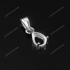 Pear Semi Mount Pendant-925 Sterling Silver Pendant-Semi Mount Pendant-Prong Setting Pendant