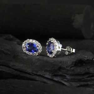 Natural Sapphire Earrings Sapphire Stud 925 Sterling Silver gemstoneEarrings Delicate Tiny Earrings Minimalist Jewelry Boho Stud Earrings