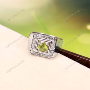 Natural Peridot Ring, Round Cut, Designer Ring, 925 Sterling Silver, August Birthstone Ring, Fashion Ring, Peridot Solitaire Ring