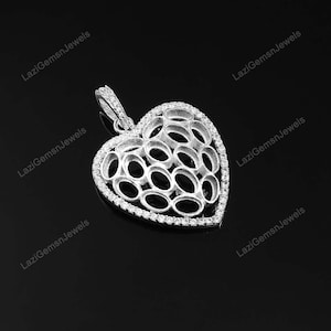 925 sterling silver pren notched prong setting round pendant setting , semi mount round pendant for faceted stone setting ,pendant blanks