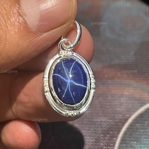 Blue Lindy Star Pendent Engagement Solid 925 Sterling Silver Blue Star Sapphire Pendents For Women