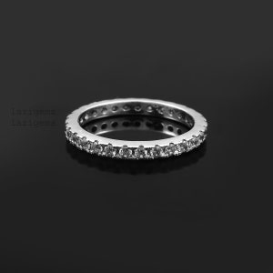 Full eternity wedding band women Unique Round cut Moissanite wedding band vintage stacking ring matching Bridal Promise Gift