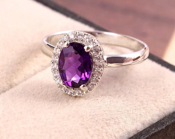 Natural Amethyst Ring in Sterling Silver, Silver or Gold, Natural purple Amethyst Ring, Dainty Amethyst Ring, Boho ring wedding ring