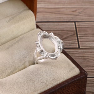 Without Main Stone Ring-8X12MM Oval Semi Mount Ring-Silver Mount Ring-925 Sterling Silver Ring-Bezel Setting Ring 6x8MM to 10x14MM