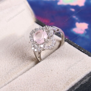 Rozenkwarts ring minimalistische ring 925 sterling zilveren sieraden ring boho sieraden vintage ring jubileum cadeau statement belofte ring cadeau