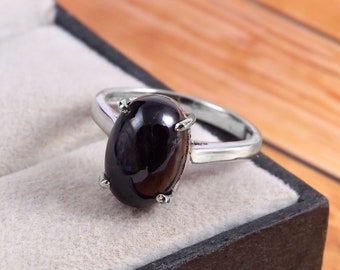 Genuine Natural Black onyx Ring Statement Ring-Boho Ring-Dainty Prong Ring-Bohemian Stacking Ring-925 Sterling Silver Gift Stacking Ring