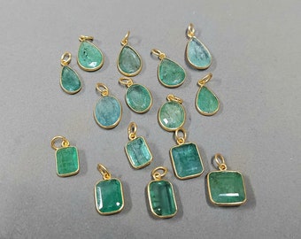 Zambian Emerald Pendant, Bracelet charms pendant, Silver Findings, Necklace charms, Gold Vermeil Charms, Vermeil Precious Pendant