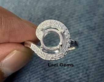 8x8MM Round Semi Mount Ring-Silver Mount Ring-Without Main Stone Ring-925 Sterling Silver Ring-Prong Setting Ring
