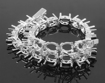 Semi Mount Bracelet Oval Bracelet Blank Sterling Silver Semi Mount Bracelet Silver Bracelet Blank Men Women Tennis Bracelet with out stone