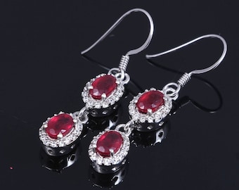 ruby earrings women earrings silver jewelry wedding ring 925 sterling silver