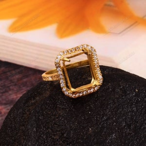 9x11MM Semi-Mount Emerald Cut Ring Semi Mount Ring Octagon Shaped Ring Jewelry Ring 925 Sterling Silver Ring Without Stone Ring