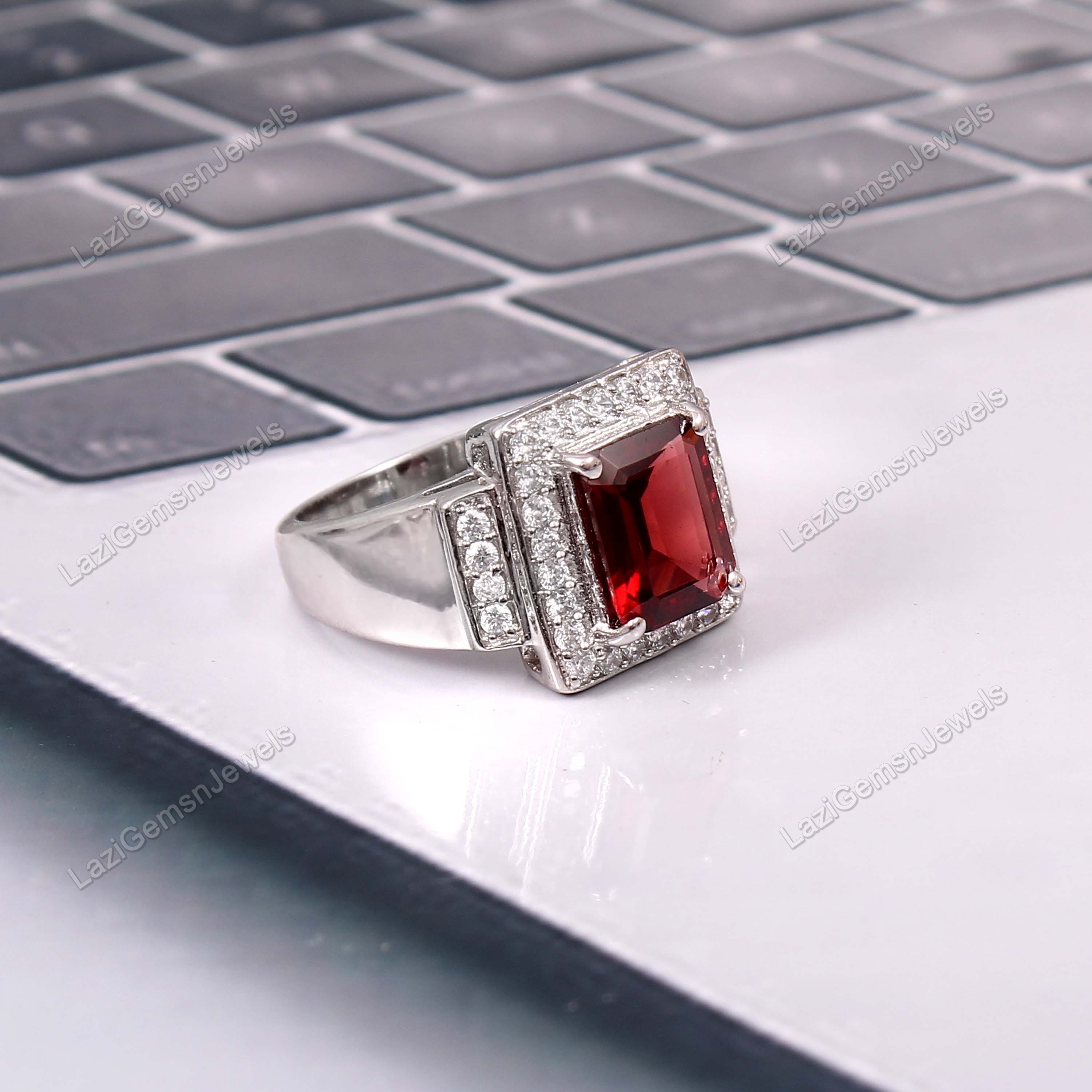 Natural Garnet Ring, 925 Sterling Silver Red Ring, January Birthstone Ring, Gemstone Rings For Women, Statement Ring  Birthday Gifts For Her