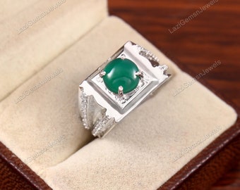 Natural Green Onyx Ring - 925 Sterling Silver Ring - Green Onyx Jewelry - Jewelry Ring - Gold Green Onyx Ring - Birthstone Jewelry - Rings