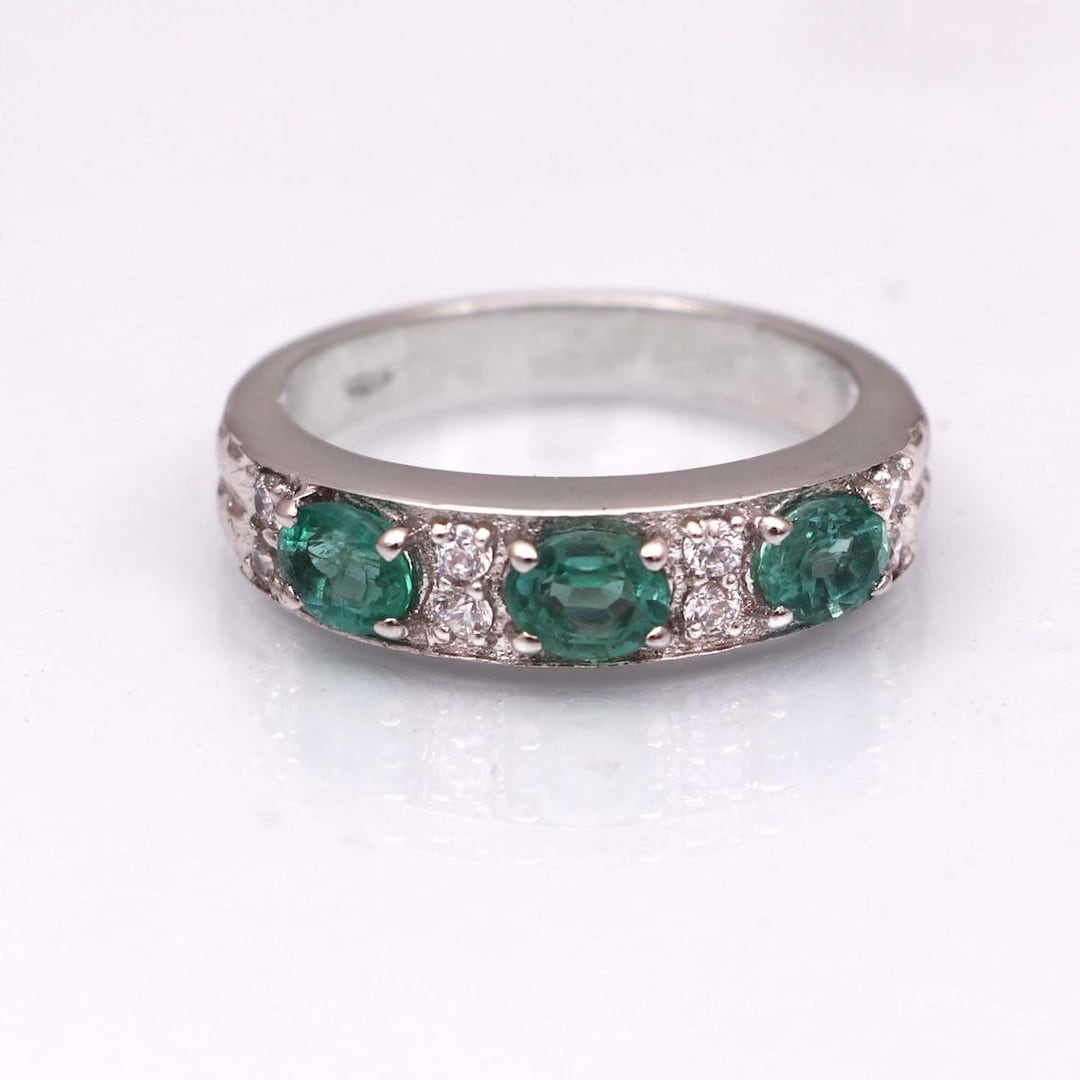 Natural Emerald Ring Eternity Ring Statement Ring 925 - Etsy