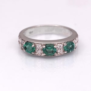 Natural Colombian Emerald Ring , Eternity Ring , Statement Ring , 925 Sterling Silver Jewelry Ring , Engagement Ring For Women
