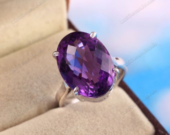 Natural Amethyst Ring , Adjustable  Jewelry Ring , Oval Big Amethyst Ring , Everyday Ring , Purple Ring , Minimalist Ring , Gemstone Ring ,