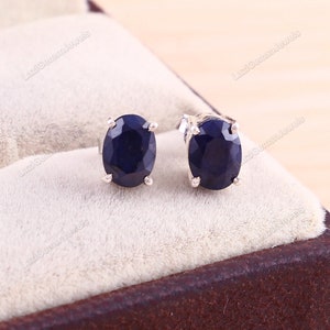 Personalised gifts , Natural Blue Sapphire Stud Earrings , Sapphire Stud , Jewelry Earrings , Gemstone Earrings , Tiny Blue Stud , Gift for