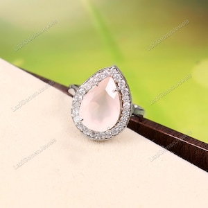 Natural Rose Quartz Ring- Engagement Ring- Rose Quartz Crystal Jewellery, Stone Rings for Women,Pink Quartz Love Stone, Heart Chakra
