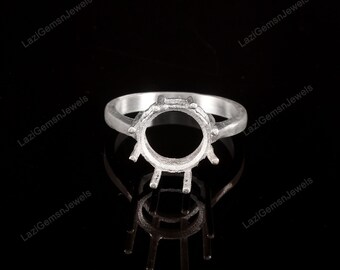 925 Sterling Sliver Ring-10X10 MM Round Semi Mount Ring-Without Gemstone Ring-Ready to be Set With Your Own Stone-Prong Setting Ring