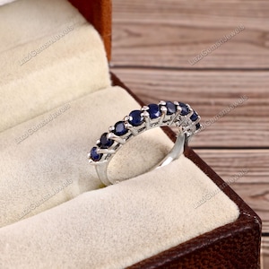 Blue sapphire Ring 925 sterling silver Eternity ring Minimalist Blue Ring Sapphire Silver Ring September birthstone ring