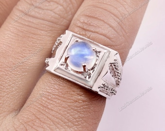 Rainbow Moonstone Ring, Statement Ring, Gemstone Ring, Jewelry Ring, Boho Ring, 925 Silver Ring, Dainty Ring, Women Ring, Gift For Her