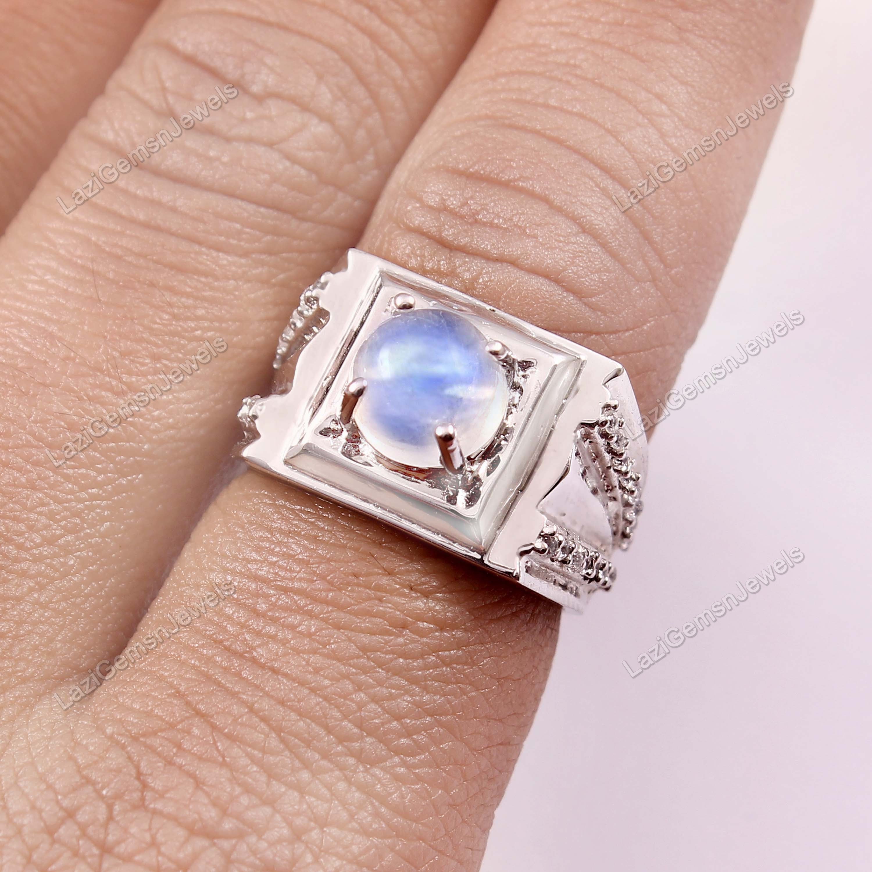Rainbow Moonstone Ring, Statement Ring, Gemstone Ring, Jewelry Ring, Boho Ring, 925 Silver Ring, Dainty Ring, Women Ring, Gift For Her